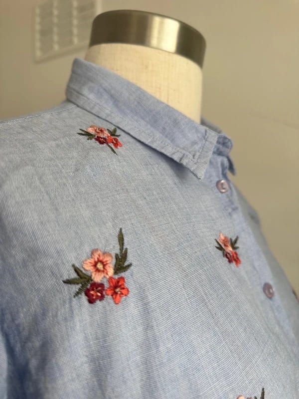 New Look Light Blue Embroidered Denim Shirt