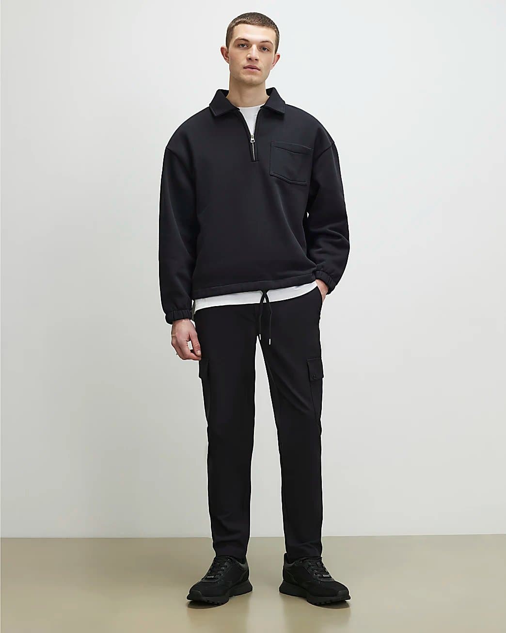 River Island Mens River Island Black Skinny Fit Cargo Trousers