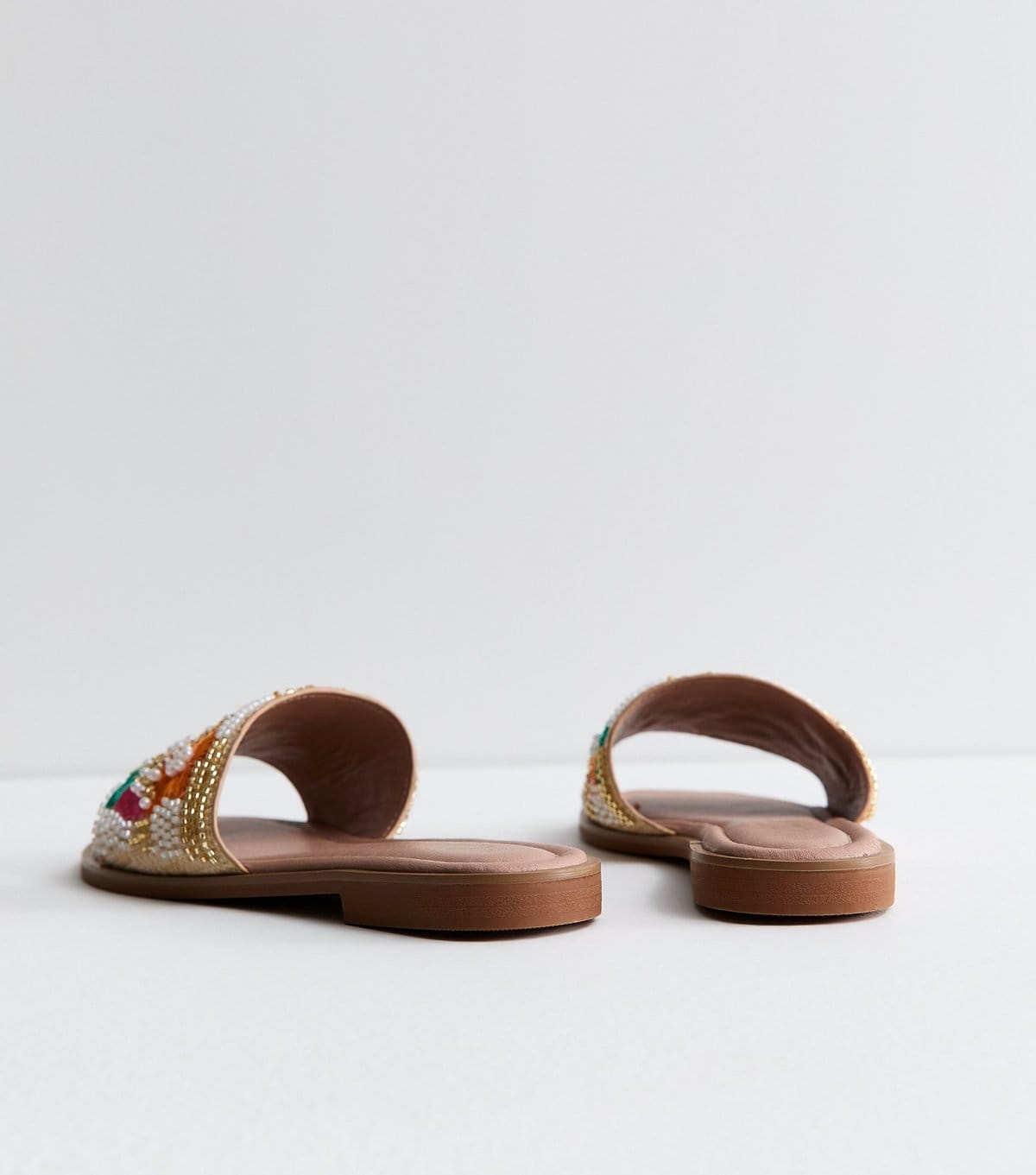 New Look Women's Multicolour Faux Leather Floral Embellished Strap Sandals Vegan New Look - 4