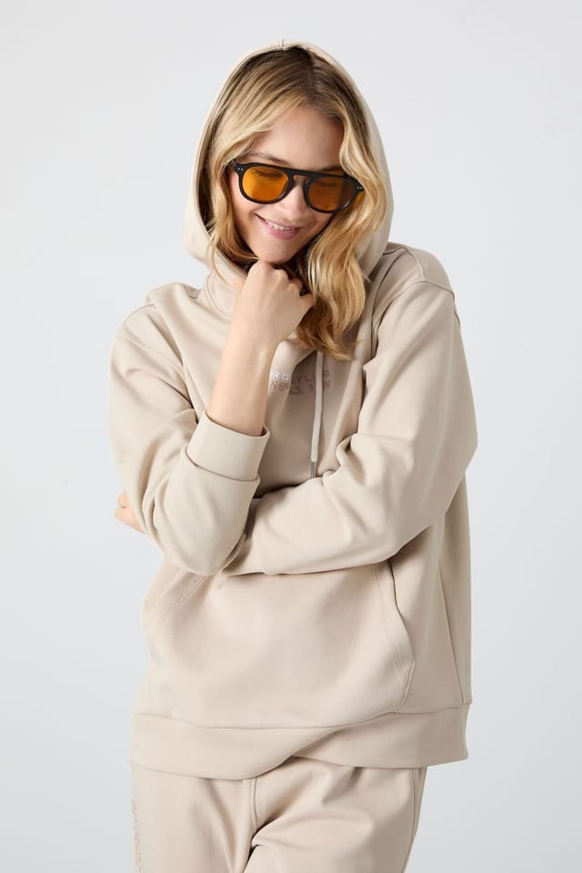 Tommy Life Tommy Life Women's Oversized Hooded Sweatshirt & Pants Set in Beige - 2