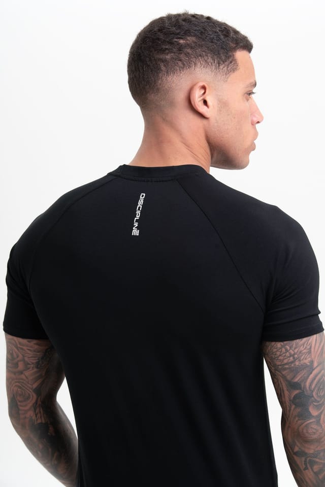 Discipline 365 Discipline 365 Men's Discipline Cotton Short Sleeve Fitness Gym Top with Logo Detail in Black - 2
