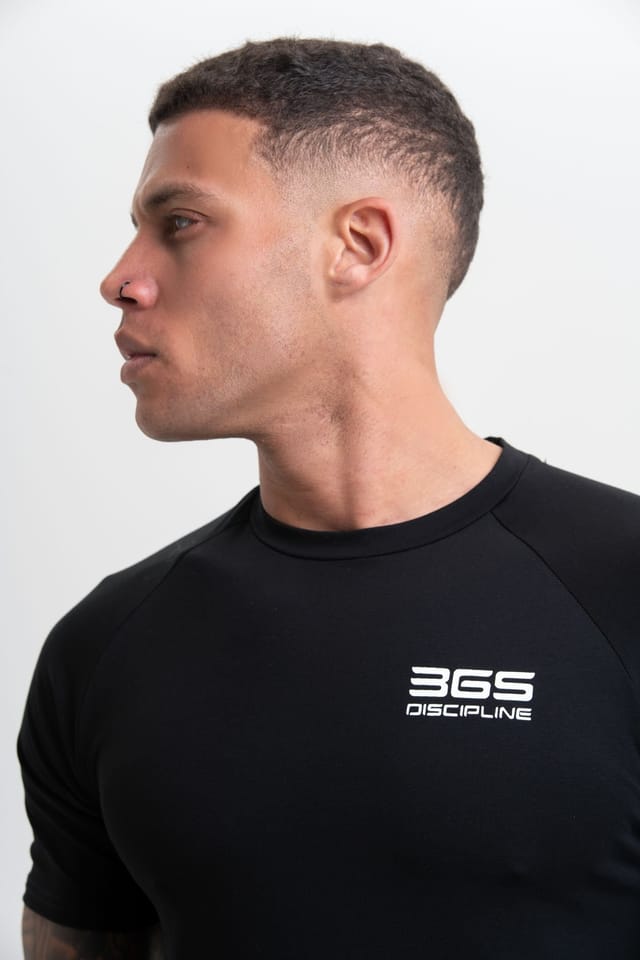 Discipline 365 Discipline 365 Men's Discipline Cotton Short Sleeve Fitness Gym Top with Logo Detail in Black - 3