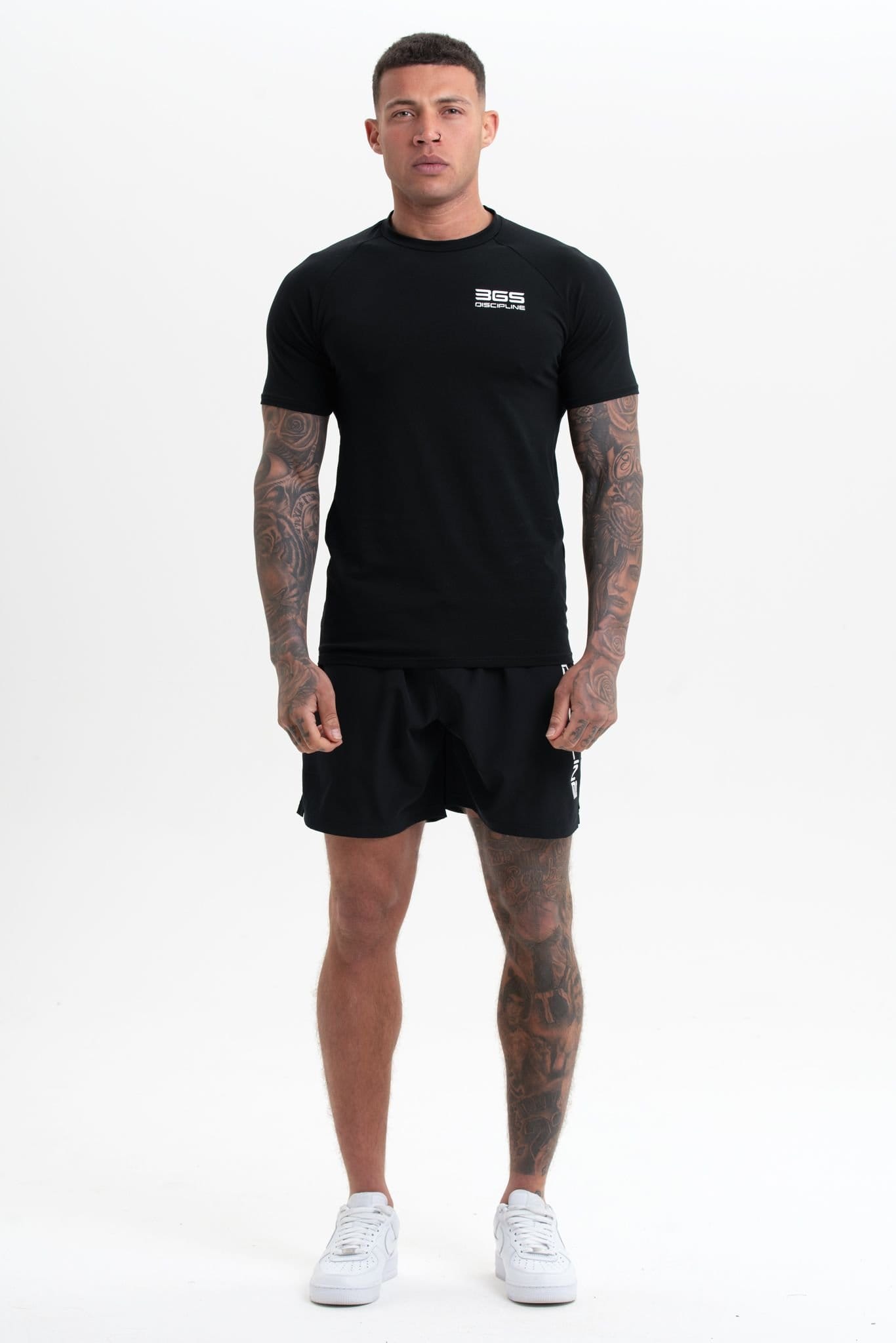 Discipline 365 Discipline 365 Men's Discipline Cotton Short Sleeve Fitness Gym Top with Logo Detail in Black - 4