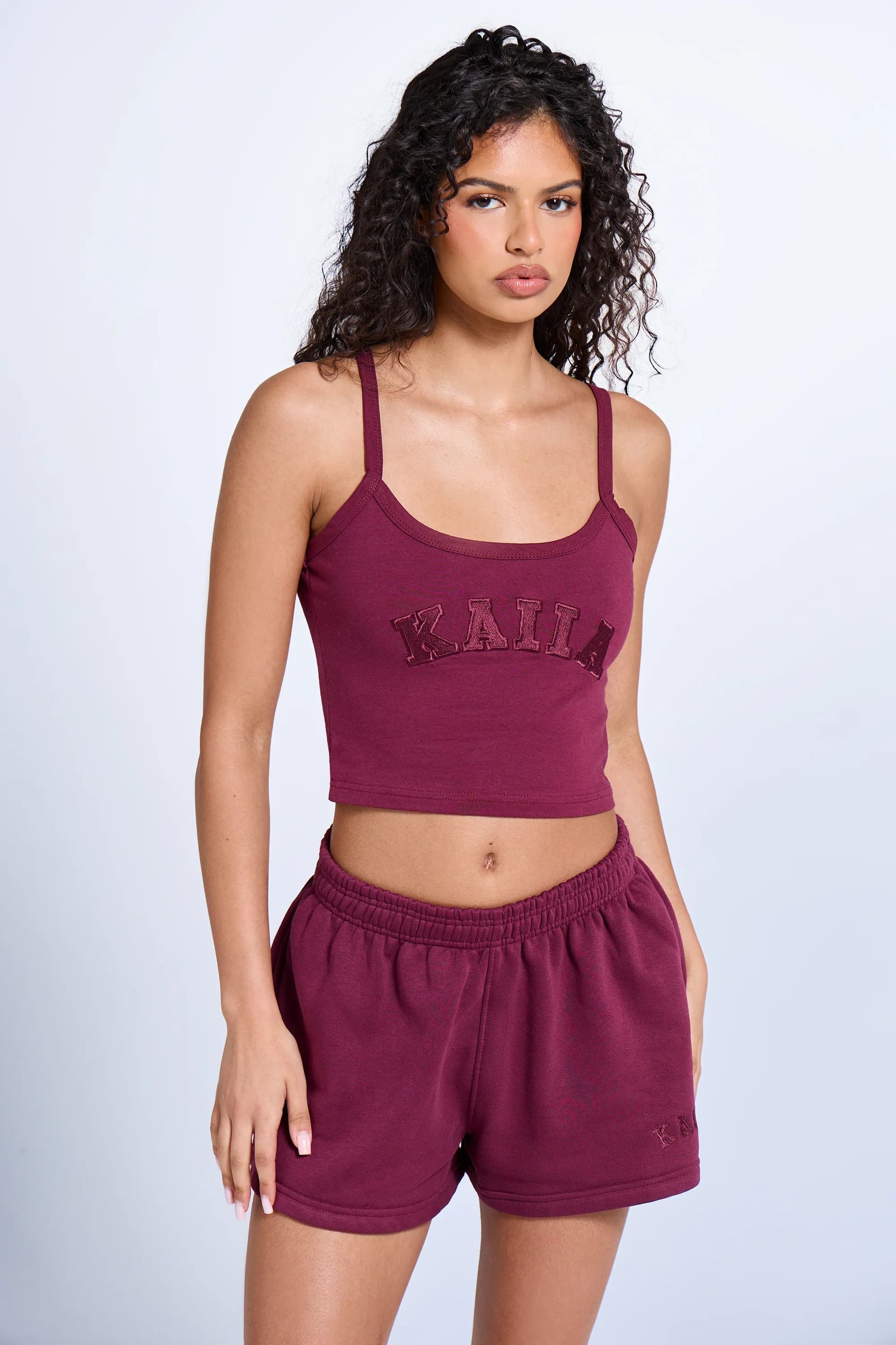 Kaiia Kaiia Deep Burgundy Logo Cami Top