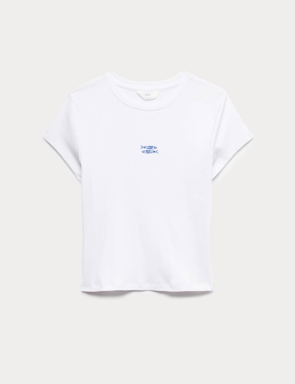 Marks & Spencer M&S Blue Mix Cotton Modal Ribbed Pyjama T-Shirt