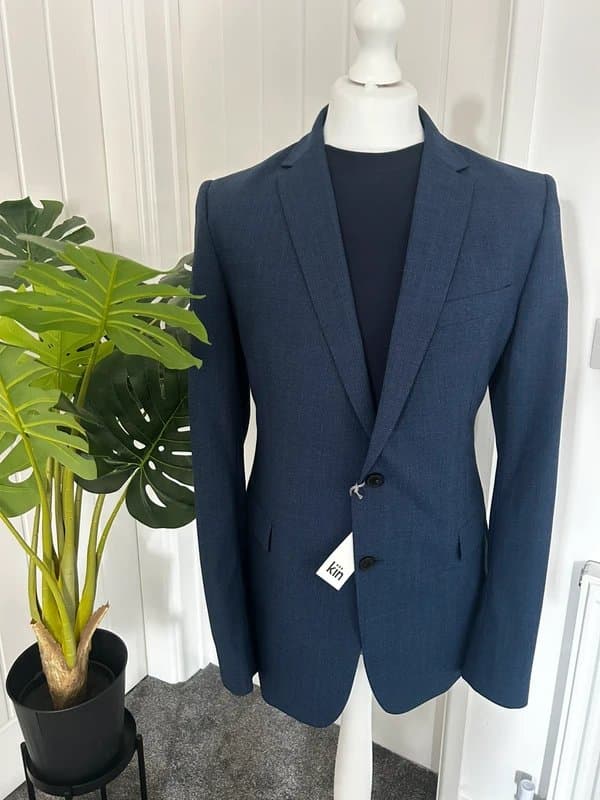 John Lewis John Lewis Kin Blue Slim Fit 2-Piece Suit – 44L Blazer & 32S Trousers