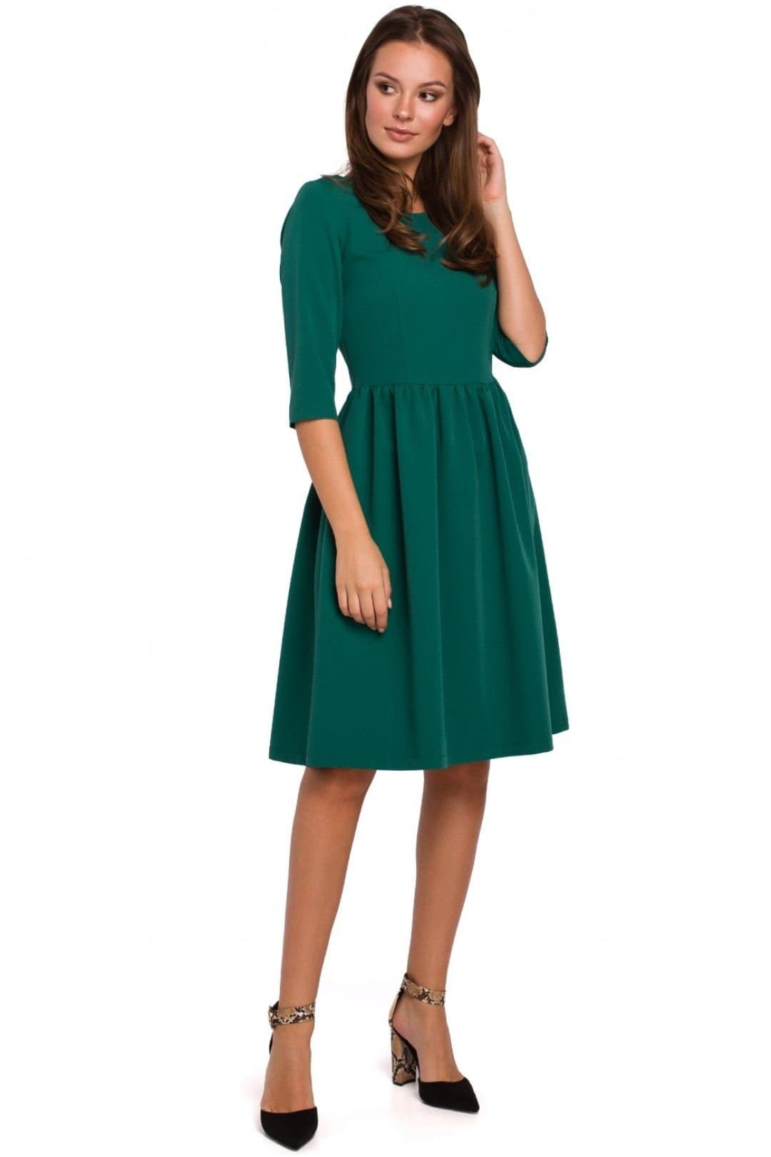 Love Lace Love Lace Women's Classic Flared Midi Dress with Covered Zip Style 138515 in Green