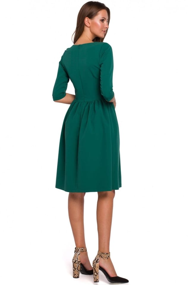 Love Lace Love Lace Women's Classic Flared Midi Dress with Covered Zip Style 138515 in Green - 2