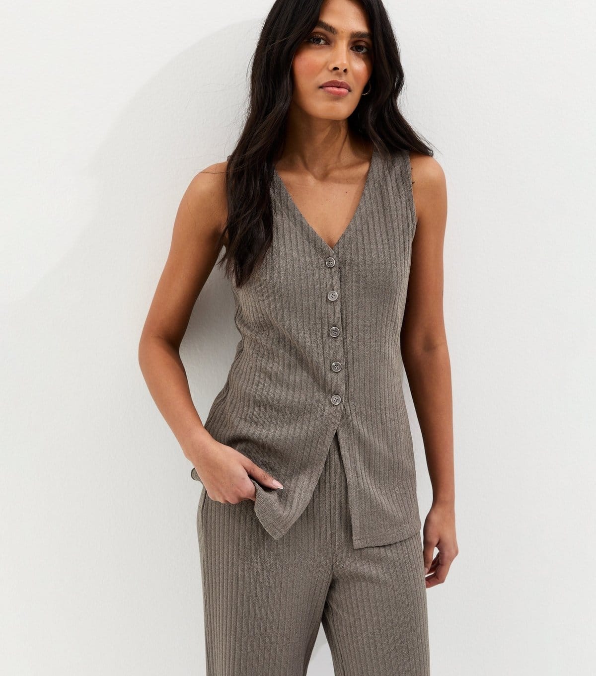 New Look Mink Soft Touch V-Neck Waistcoat