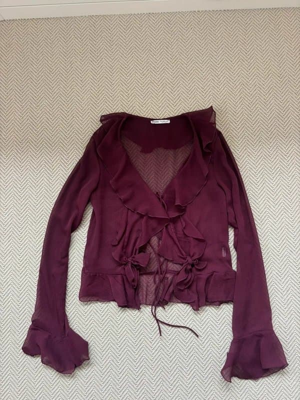 Bershka Burgundy chiffon tie up top