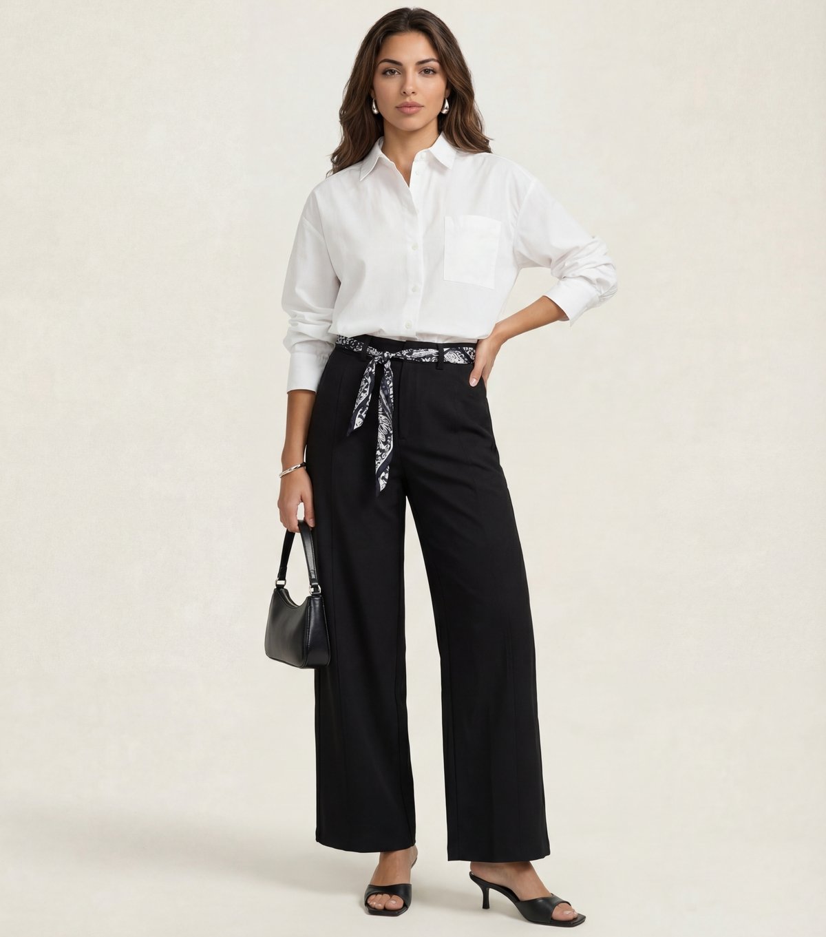 Urban Bliss Women's Black Belted Wide Leg Trousers Urban Bliss New Look - 1