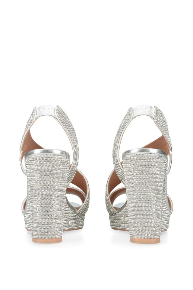 Carvela Carvela Women's 'Gala Wedge Jewel 110' Fabric Heels in Silver - 3