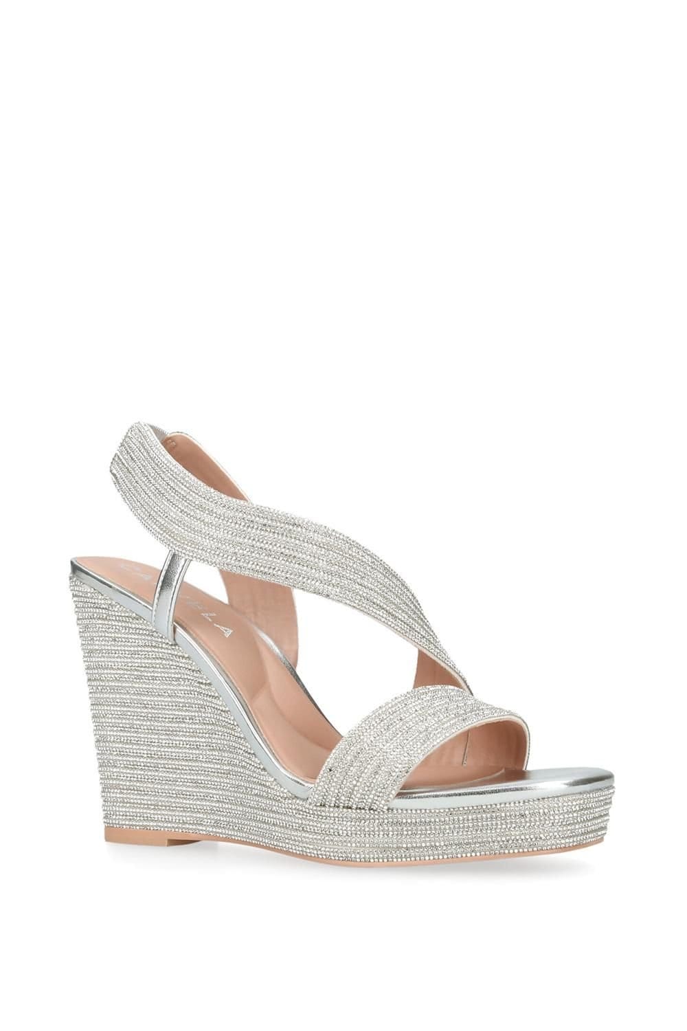 Carvela Carvela Women's 'Gala Wedge Jewel 110' Fabric Heels in Silver - 4