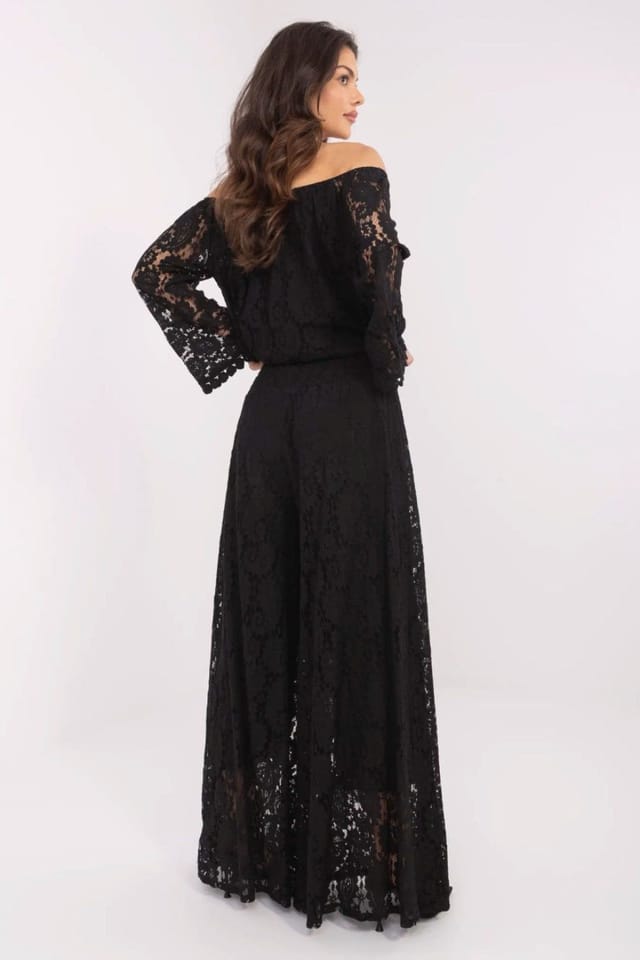 Love Lace Love Lace Women's Elegant Lace Palazzo Pants with Soft Lining in Black - 2