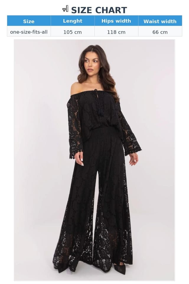 Love Lace Love Lace Women's Elegant Lace Palazzo Pants with Soft Lining in Black - 3