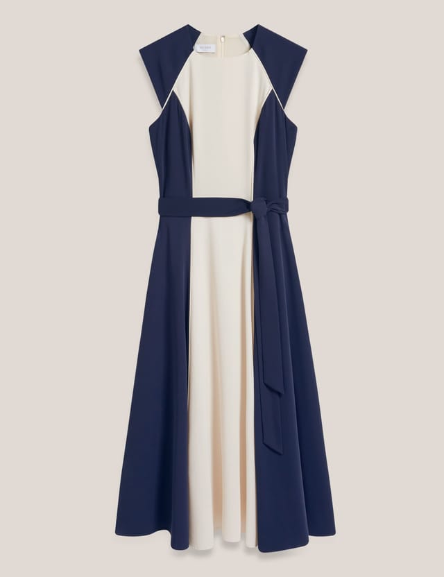 Hobbs London Hobbs London Women's Andrea Colour Block Midi Dress in Dark Navy - 2