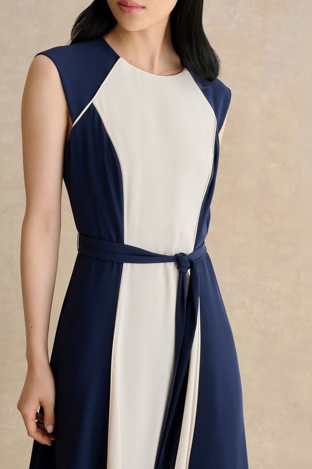 Hobbs London Hobbs London Women's Andrea Colour Block Midi Dress in Dark Navy - 3