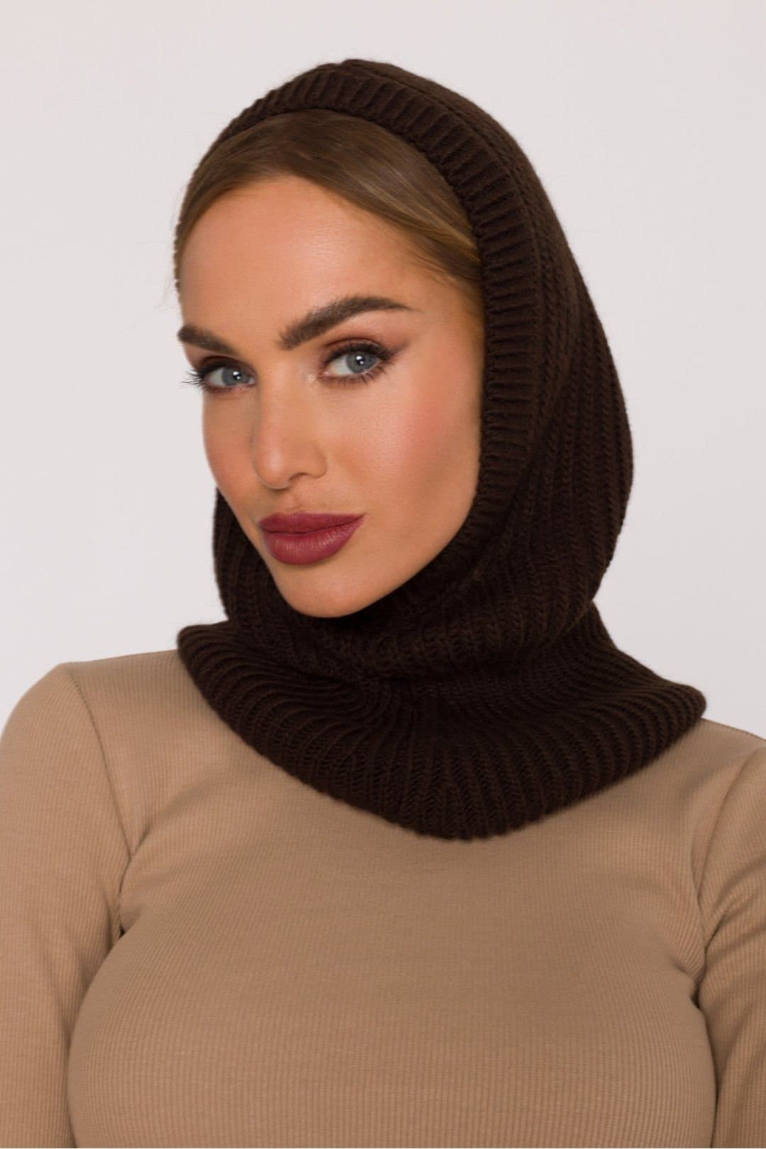 Love Lace Love Lace Women's Balaclava Knit Hood Face Cover for Cold Winter Outdoor Weather in Brown