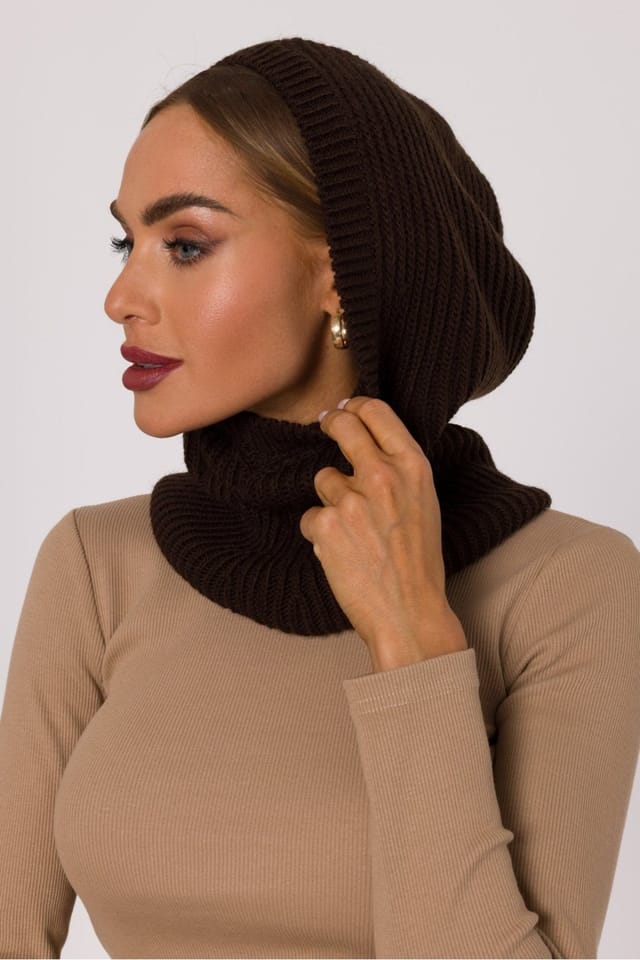 Love Lace Love Lace Women's Balaclava Knit Hood Face Cover for Cold Winter Outdoor Weather in Brown - 2