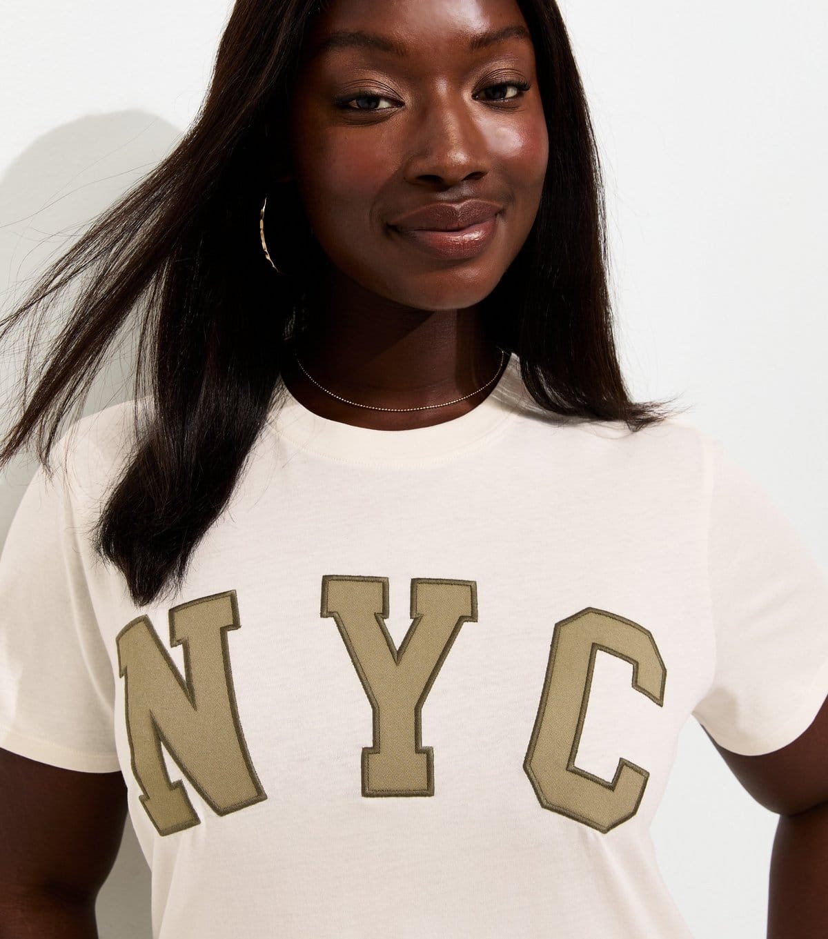 New Look Off White NYC Relaxed Fit Plus Size T-Shirt