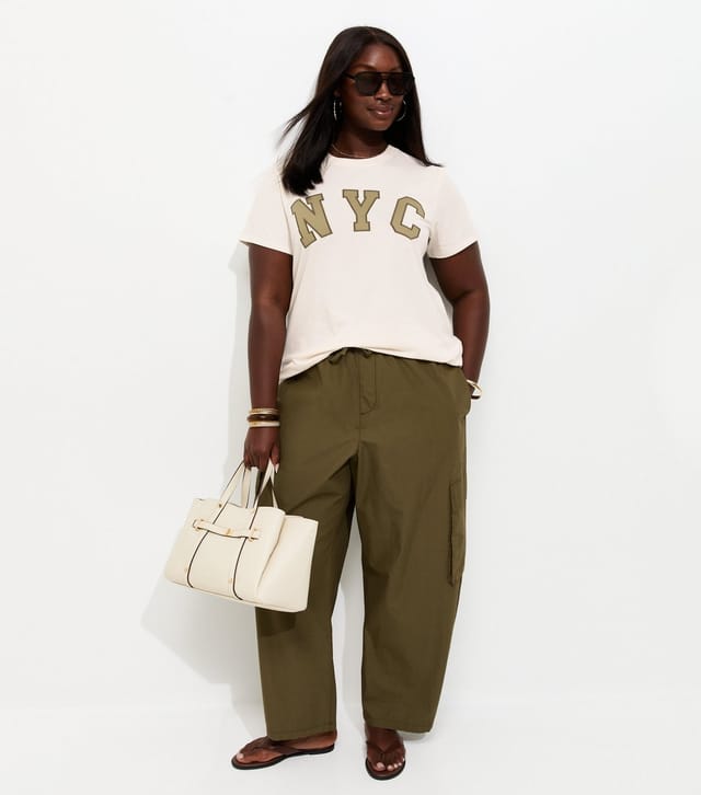 New Look Women's Plus Size Off White Cotton NYC Relaxed Fit T-Shirt Curves New Look - 3