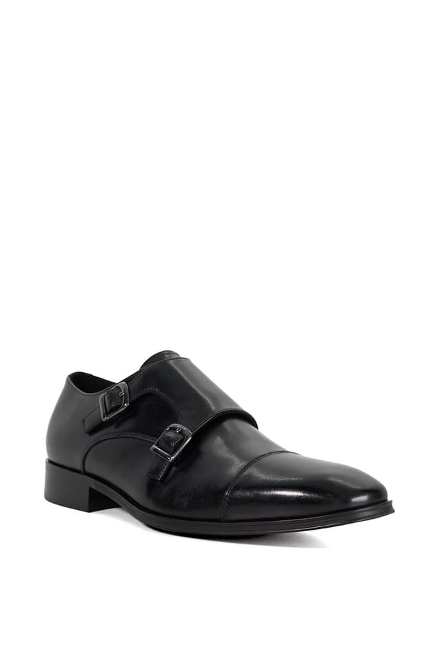 Dune London Dune London Men's Wide Fit 'Solutions' Leather Monk Straps in Black - 2