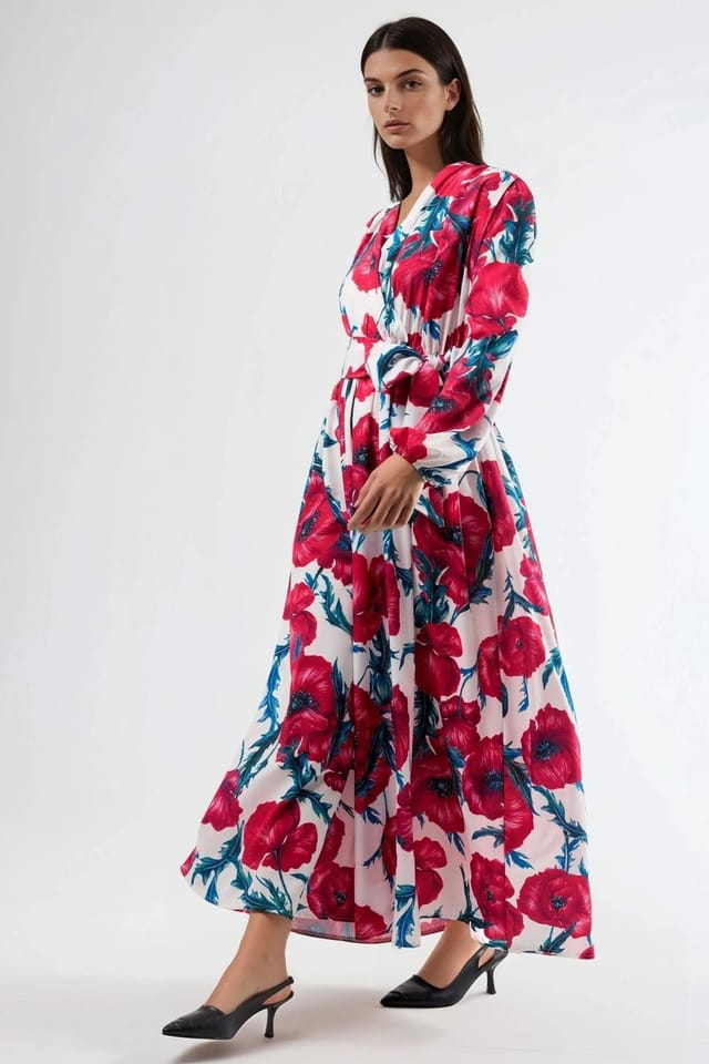 MSN Collection MSN Collection Women's Floral Tie-Front Maxi Dress - 2