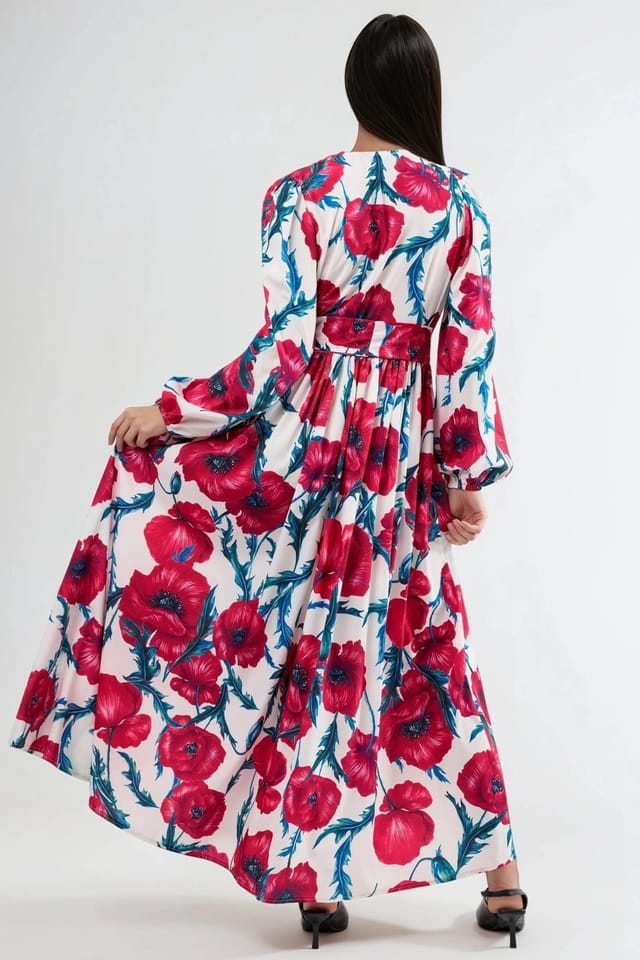 MSN Collection MSN Collection Women's Floral Tie-Front Maxi Dress - 3