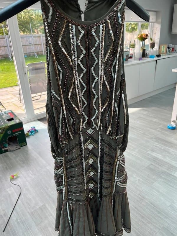 ASOS Asos sequin embellished khaki short dress size 8