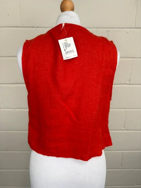 Free People Free People M UK 12-14 Tie Front Linen Blend Sleeveless Cami Red
