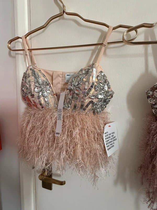 ASOS ASOS Luxe embellished gemstone bralet with feathers, size 8, brand new.