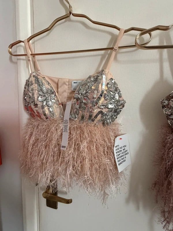 ASOS Luxe Embellished Gemstone Bralet With Feathers, Size 8