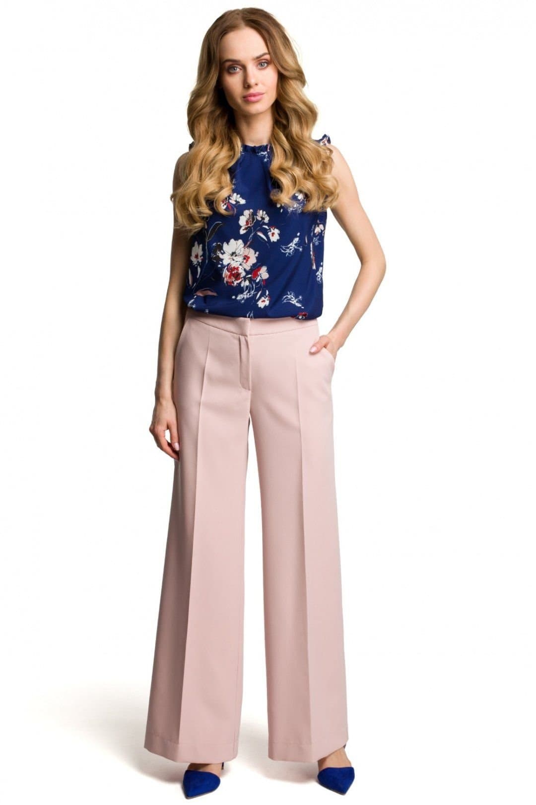 Love Lace Love Lace Women's Timeless Wide Leg Trousers Side Pockets in Pink