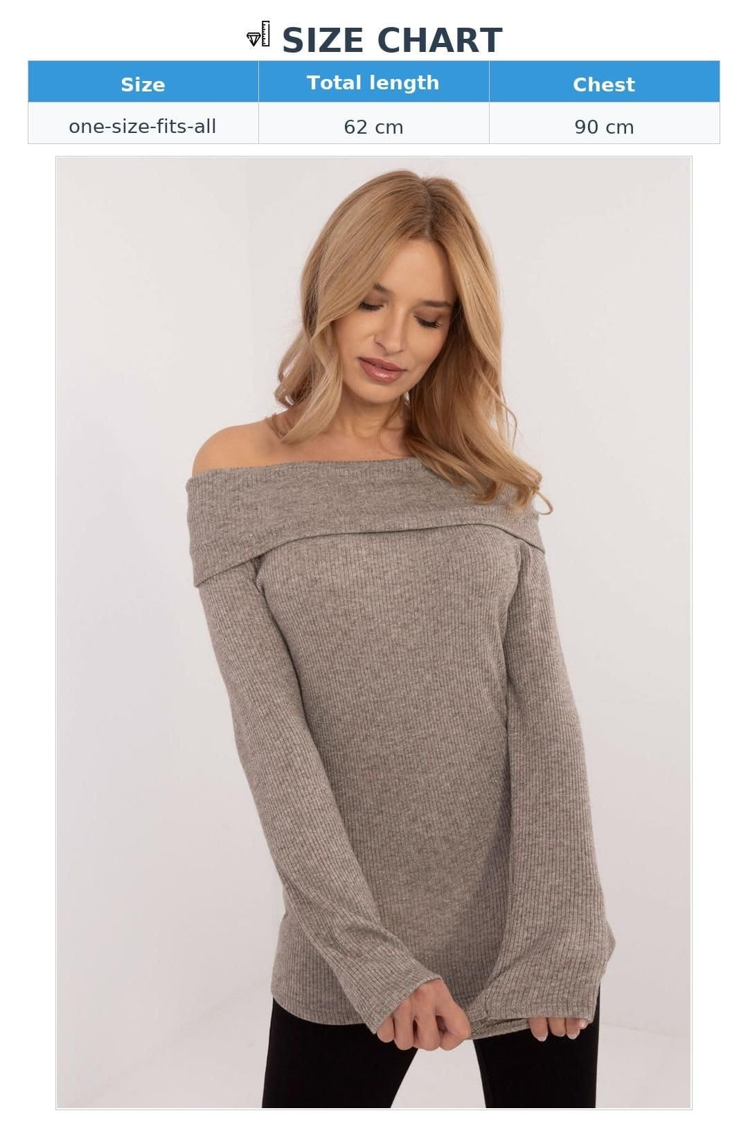 Love Lace Love Lace Women's Elegant Ribbed Viscose Elastane Sweater in Taupe - 4