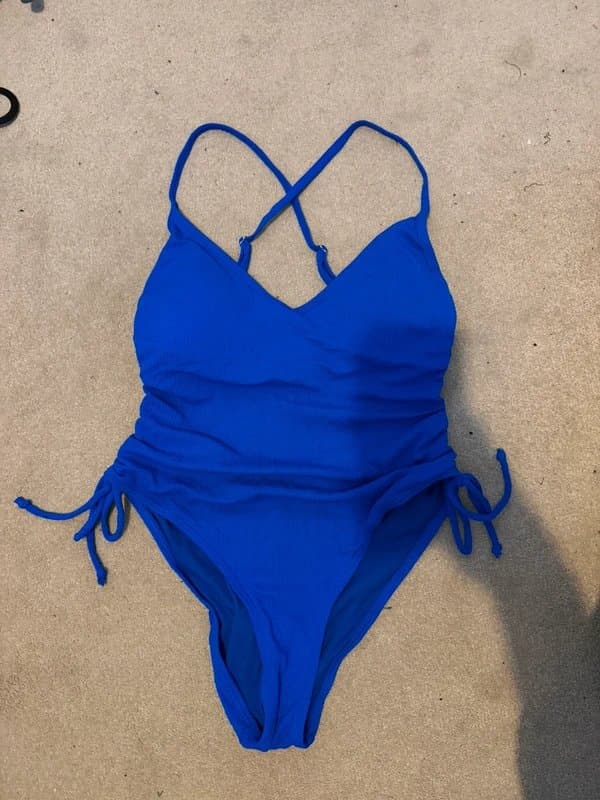 New Look New Look Bright Blue Swimsuit UK10 ruched sides with ties