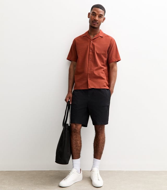 jack & jones Men's Orange Seersucker Resort Shirt Jack & Jones New Look - 3