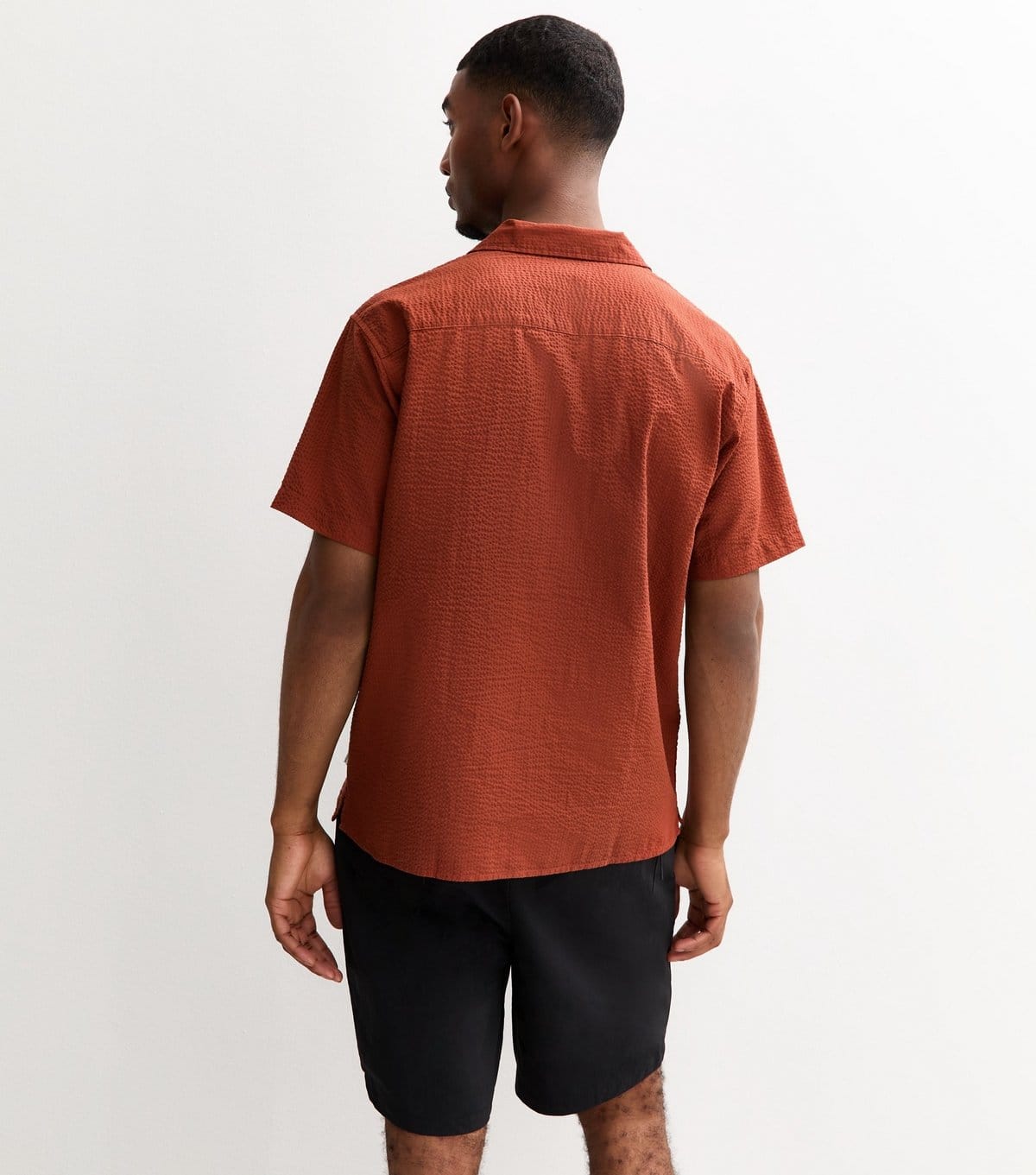 jack & jones Men's Orange Seersucker Resort Shirt Jack & Jones New Look - 4