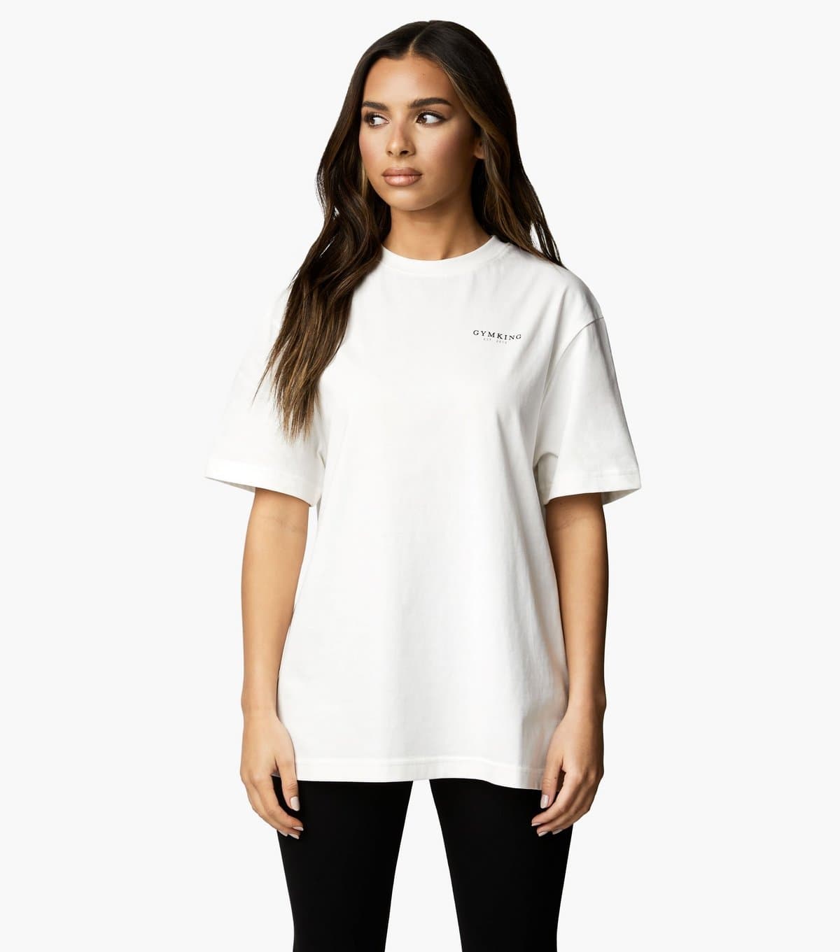 Gym King Women's Cream Logo Relaxed T-Shirt Gym King New Look