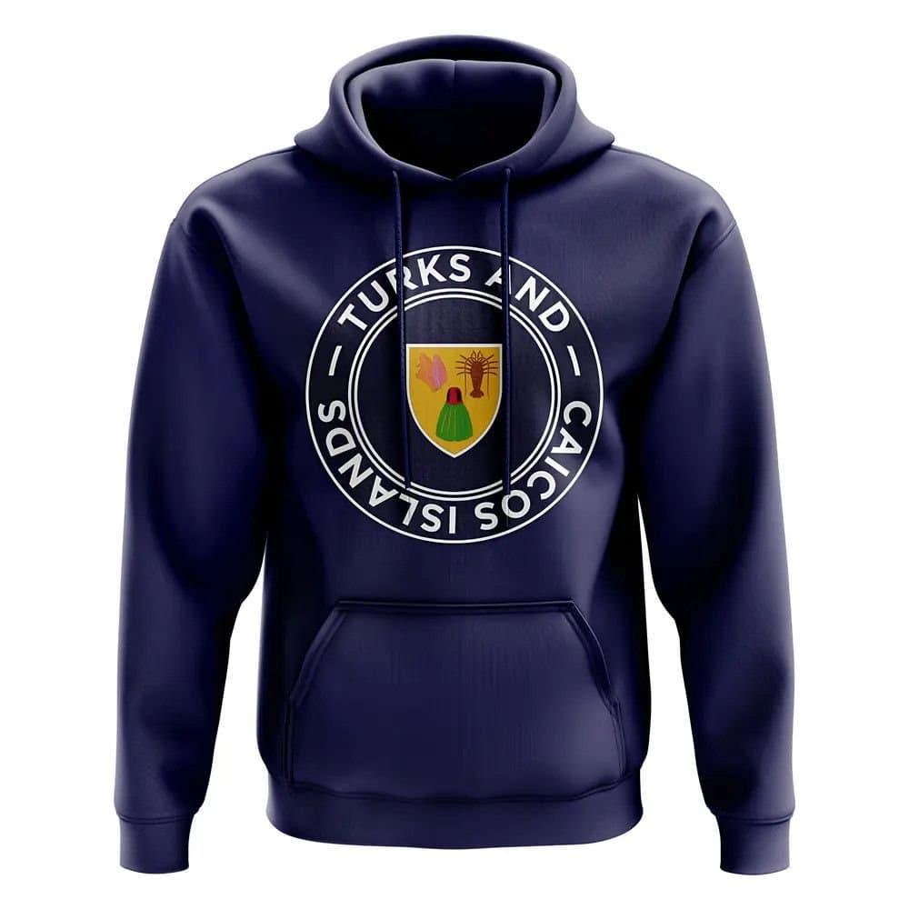 Turks and Caicos Turks and Caicos Men's Personalised Islands Football Badge Hoodie in Navy