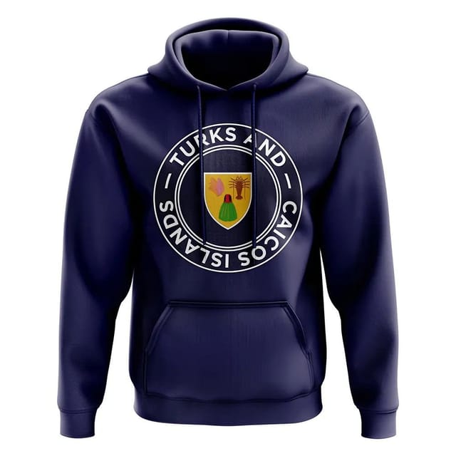 Turks and Caicos Turks and Caicos Men's Personalised Islands Football Badge Hoodie in Navy - 2