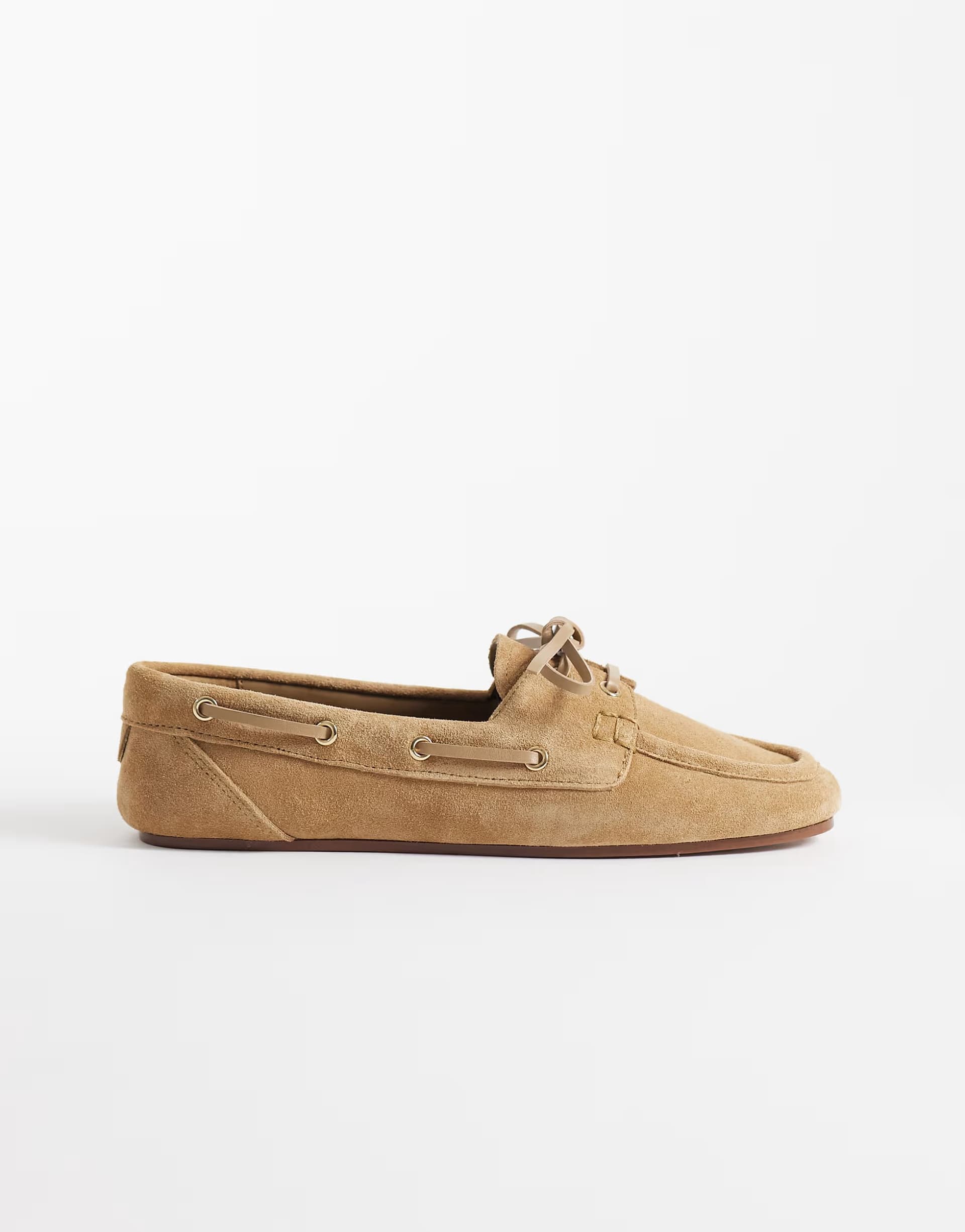 ASOS Mango 100% suede leather boat shoe in sand