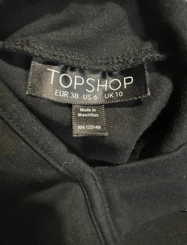 Topshop Black Cutout Stretchy Dress Size 10