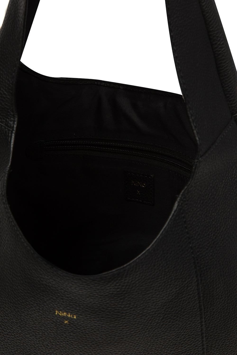 NiNa Amora NiNa Amora Women's 'Renata' Leather Shoulder Bag in Black - 4