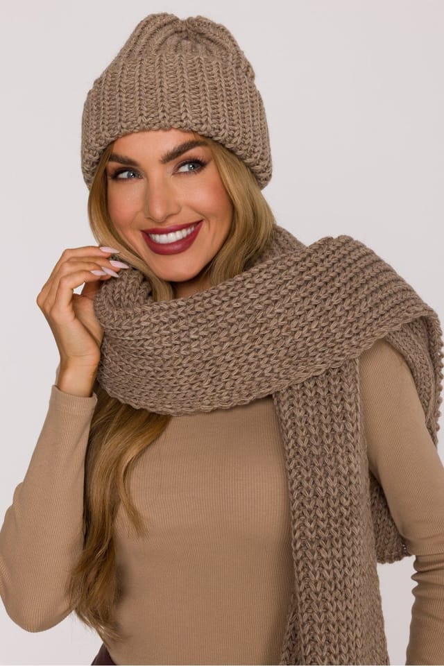 Love Lace Love Lace Women's Soft Ribbed Wide Enveloping Scarf Thick Knit Warm Wrap in Beige - 2