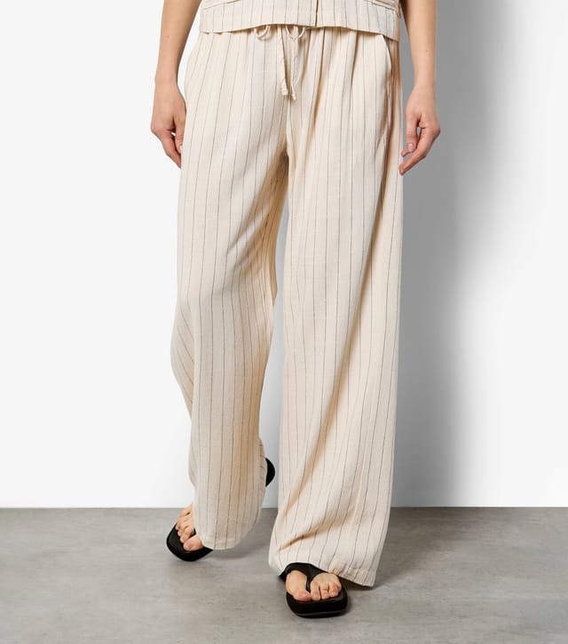 Apricot Women's Stone Pinstripe Wide Leg Trousers Apricot New Look - 2