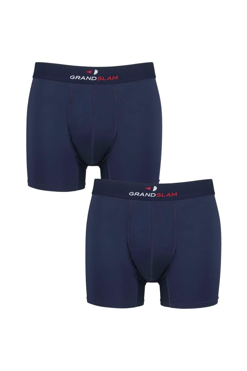 Grandslam Grandslam Men's 2 Pair Shaped Pouch Microfibre Trunks in Navy