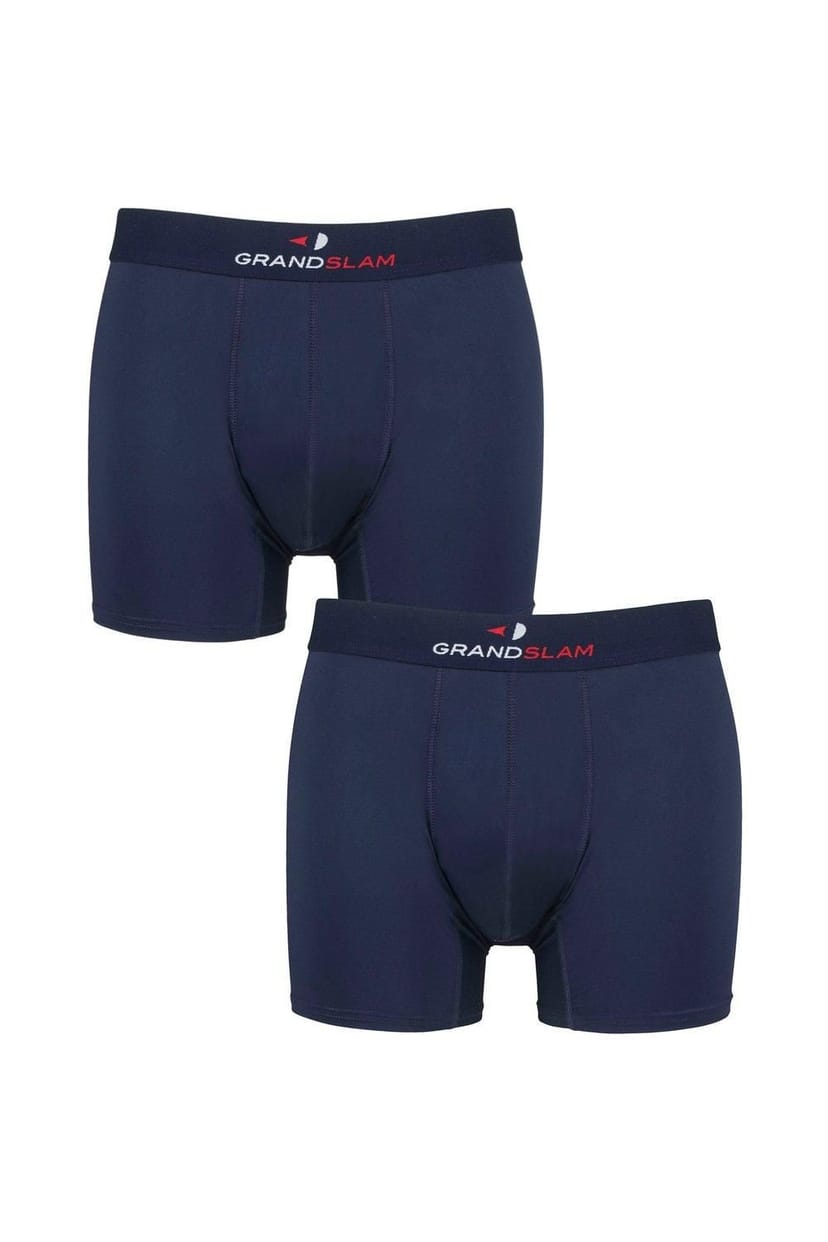 Grandslam Grandslam Men's 2 Pair Shaped Pouch Microfibre Trunks in Navy - 1