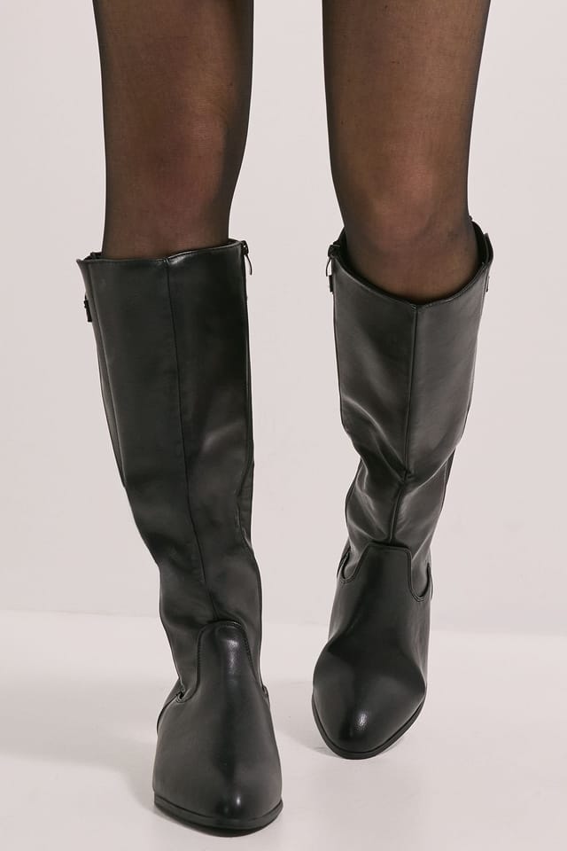Dorothy Perkins Dorothy Perkins Women's Wide Fit Kamille Faux Leather Elastic Knee High Riding Boots in Black - 2