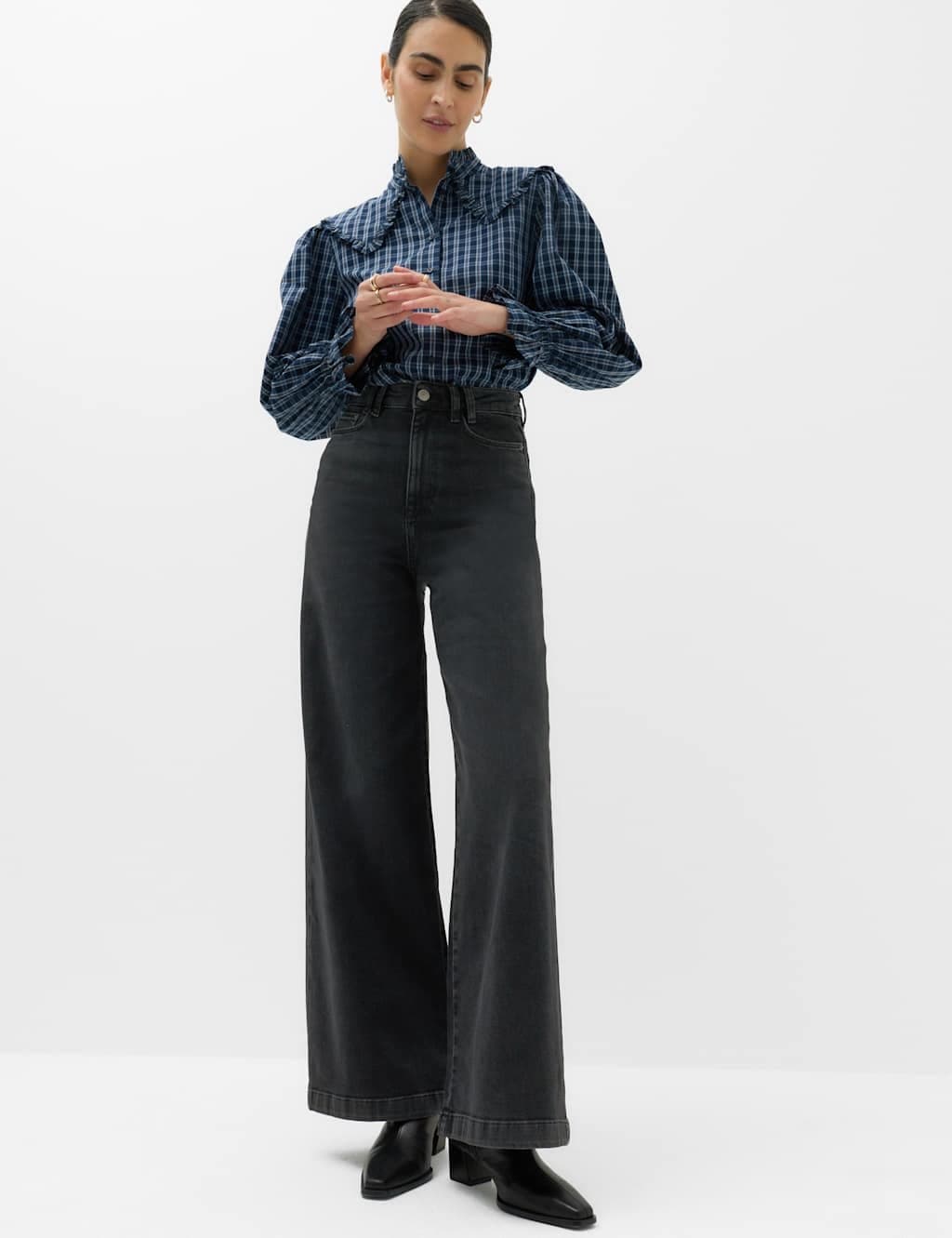 Marks & Spencer M&S High Waisted Wide Leg Jeans Black