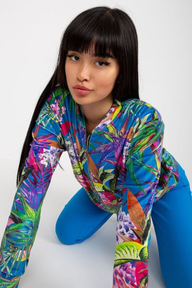 Love Lace Love Lace Women's Long Sleeve Zipper Sweatshirt with Side Pockets in Blue - 2